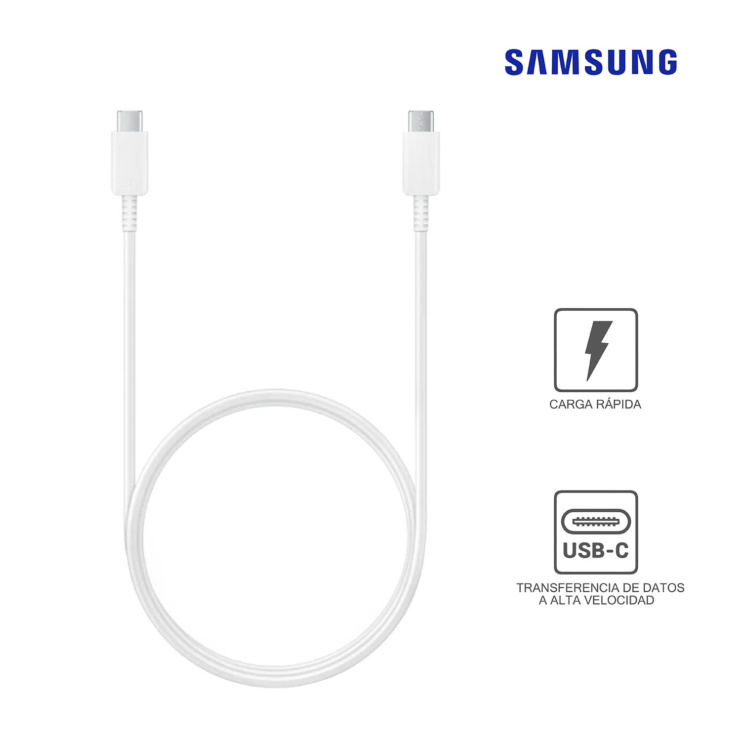 Cable De Carga USB-C A USB-C 5A 1M Max 100W  Blanco Ep-Dn975